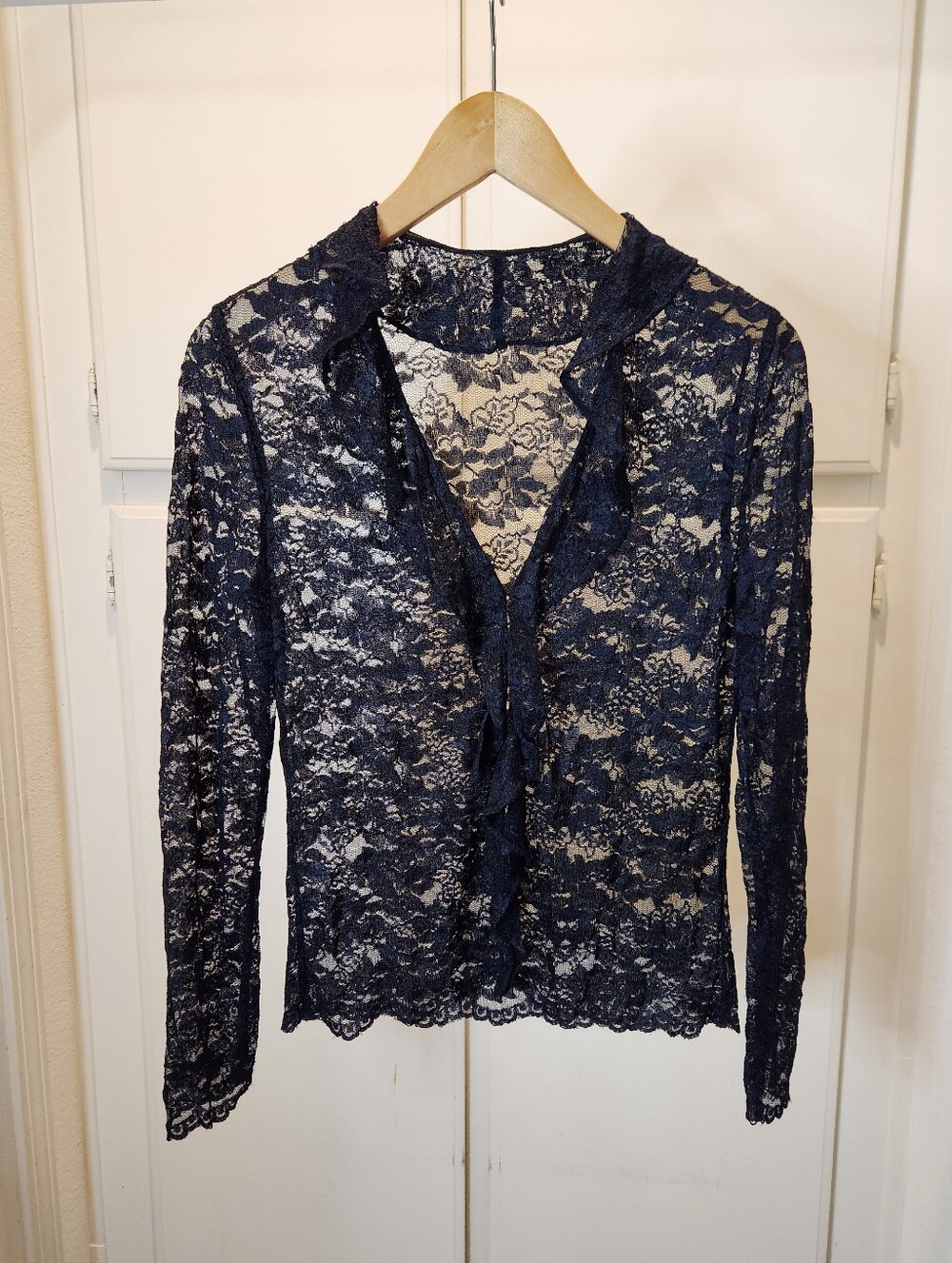 Vintage black floral lace long sleeves cardigan